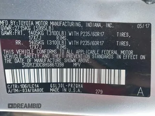 2017 Toyota Sienna XLE Auto Access Seat with VIN 5TDYZ3DC8HS861398, listed as a IAAI auction lot 42883110 with 110,702 mi miles and . Bid and sale history available at DreamBid. Image 9.