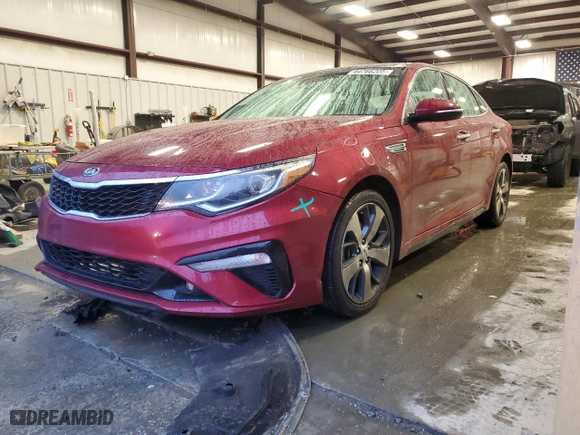 2019 Kia Optima S with VIN 5XXGT4L39KG372182, listed as a Copart auction lot 44766205 with 136,507 mi miles and Salvage Title. Bid and sale history available at carsss.com. Image 1.