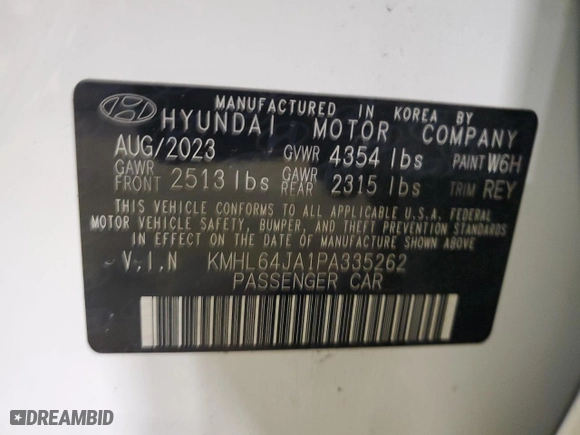 2023 Hyundai Sonata SEL with VIN KMHL64JA1PA335262, listed as a Copart auction lot 45699895 with 3,800 mi miles and Salvage Title. Bid and sale history available at carsss.com. Image 14.