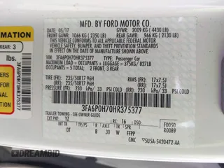 2017 Ford Fusion SE with VIN 3FA6P0H70HR375377, listed as a IAAI auction lot 41807636 with 72,730 mi miles and . Bid and sale history available at carsss.com. Image 9.