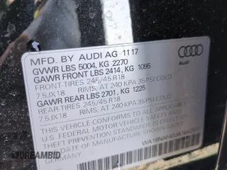 2018 Audi A4 allroad Premium Plus with VIN WA18NAF40JA104207, listed as a Copart auction lot 73971794 with 0 mi miles and Non Repairable. Bid and sale history available at carsss.com. Image 14.