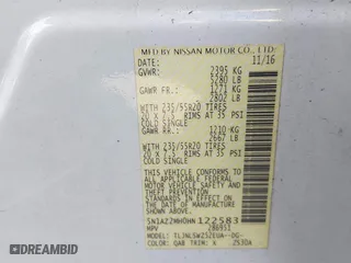 2017 Nissan Murano SL with VIN 5N1AZ2MH0HN122583, listed as a IAAI auction lot 42053788 with 56,281 mi miles. Bid and sale history available at carsss.com. Image 9.