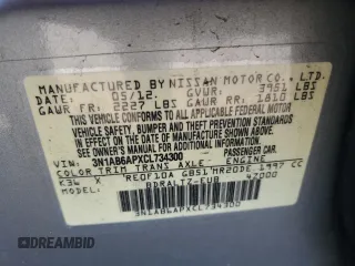 2012 Nissan Sentra S with VIN 3N1AB6APXCL734300, listed as a Copart auction lot 41873035 with 157,833 mi miles and Salvage Title. Bid and sale history available at DreamBid. Image 15.