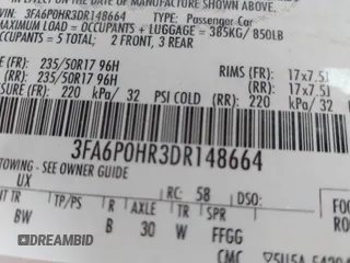 2013 Ford Fusion SE z VIN 3FA6P0HR3DR148664, wystawiony jako IAAI lot #42057963 z przebiegiem 239 120 mil mil oraz . Historia ofert i sprzedaży dostępna na DreamBid. Obrazek 9.