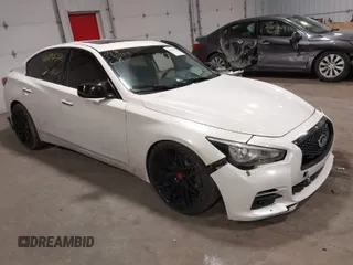2017 Infiniti Q50 2.0t with VIN JN1CV7AR3HM681900, listed as a IAAI auction lot 41694543 with 158,028 mi miles. Bid and sale history available at carsss.com. Image 1.