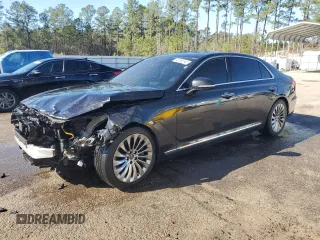2019 Genesis G90 z VIN KMTF54JHXKU059223, wystawiony jako Copart lot #46156545 z przebiegiem 49 122 mil mil oraz Szkoda całkowita • Salvage title. Historia ofert i sprzedaży dostępna na DreamBid. Obrazek 1.