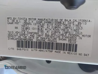 2014 Toyota Tacoma with VIN 3TMMU4FN9EM062808, listed as a IAAI auction lot 41450058 with 192,628 mi miles and . Bid and sale history available at DreamBid. Image 9.