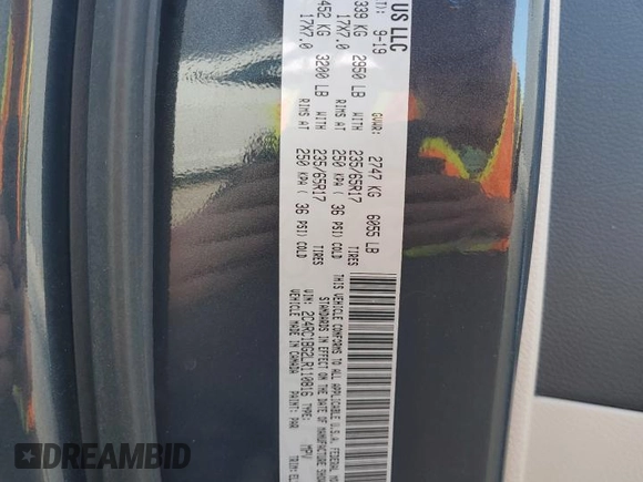 2020 Chrysler Pacifica Touring L with VIN 2C4RC1BG2LR110816, listed as a Copart auction lot 58183415 with 47,184 mi miles and Salvage title. Bid and sale history available at DreamBid. Image 13.