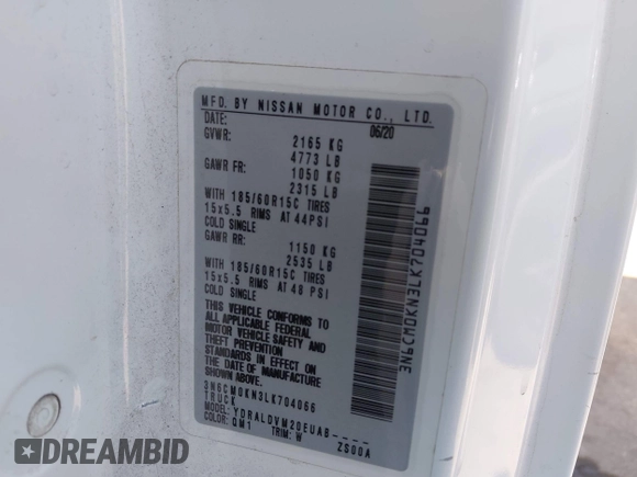 2020 Nissan NV200 SV with VIN 3N6CM0KN3LK704066, listed as a IAAI auction lot 42431310 with 198,481 mi miles and . Bid and sale history available at DreamBid. Image 9.
