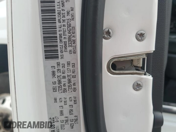 2017 Ram 3500 Longhorn with VIN 3C63RRNLXHG766715, listed as a Copart auction lot 76456104 with 51,293 mi miles and Salvage Title. Bid and sale history available at carsss.com. Image 13.