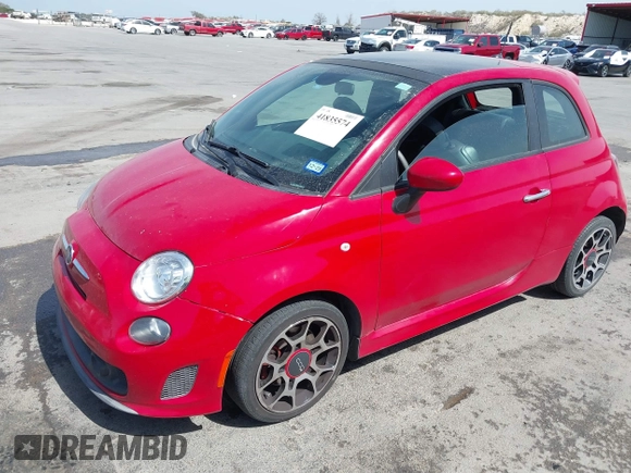 2015 FIAT 500 Turbo with VIN 3C3CFFHH2FT648125, listed as a IAAI auction lot 41835574 with 111,197 mi miles. Bid and sale history available at carsss.com. Image 2.