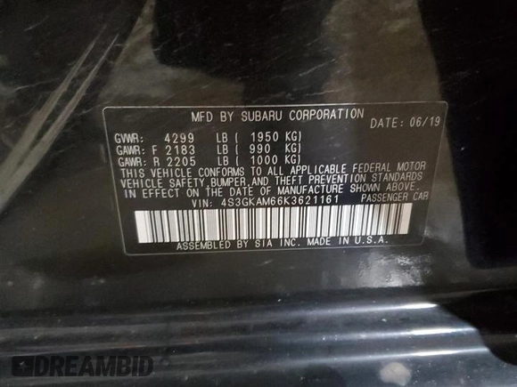 2019 Subaru Impreza Special Sports z VIN 4S3GKAM66K3621161, wystawiony jako Copart lot #58639275 z przebiegiem 66 294 mil mil oraz Szkoda całkowita • Salvage title. Historia ofert i sprzedaży dostępna na DreamBid. Obrazek 12.