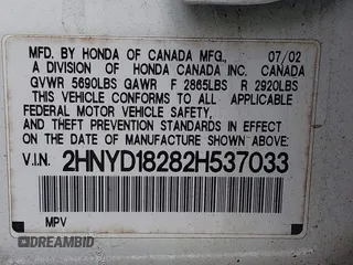 2002 Acura MDX with VIN 2HNYD18282H537033, listed as a IAAI auction lot 41965507 with Not Provided miles. Bid and sale history available at carsss.com. Image 9.
