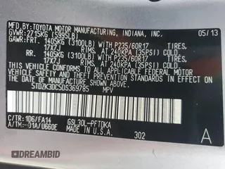 2013 Toyota Sienna L with VIN 5TDZK3DC5DS369785, listed as a Copart auction lot 79842584 with 178,788 mi miles and Salvage Title. Bid and sale history available at carsss.com. Image 13.