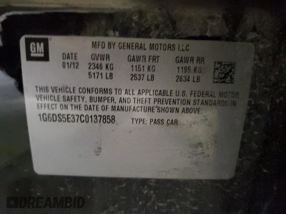 2012 Cadillac CTS Premium with VIN 1G6DS5E37C0137858, listed as a Copart auction lot 88446625 with 153,162 mi miles and Salvage Title. Bid and sale history available at DreamBid. Image 12.