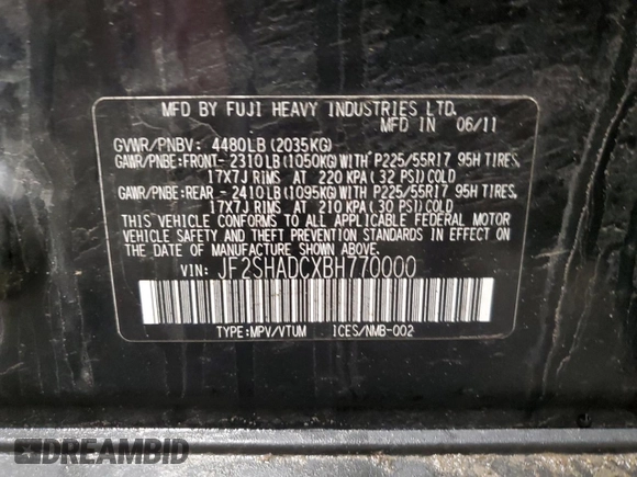 2011 Subaru Forester X Premium с VIN JF2SHADCXBH770000, выставлен на аукционе Copart как лот 49427295 с пробегом 198 728 миль миль и Списание • Salvage title. История ставок и продаж доступна на DreamBid. Изображение 16.