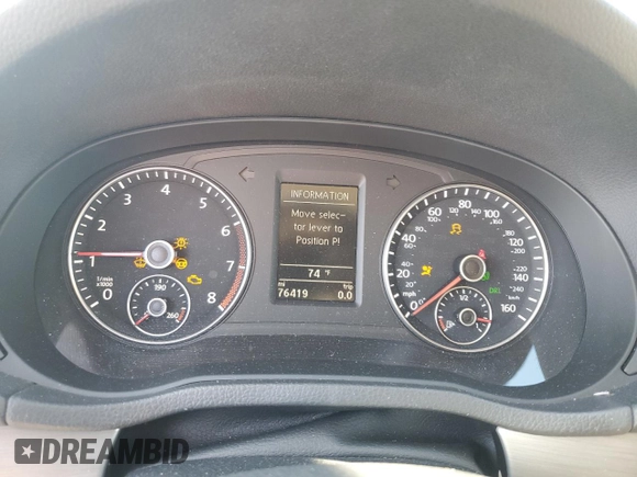2015 Volkswagen Passat SE with VIN 1VWBS7A35FC076077, listed as a Copart auction lot 46589295 with 76,419 mi miles and Salvage title. Bid and sale history available at DreamBid. Image 9.