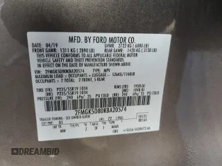 2019 Ford Flex Limited with VIN 2FMGK5D80KBA20574, listed as a Copart auction lot 45987945 with 68,210 mi miles and Salvage Title. Bid and sale history available at carsss.com. Image 13.