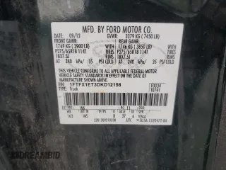 2013 Ford F-150 XL z VIN 1FTFX1ET3DKD12158, wystawiony jako Copart lot #62346445 z przebiegiem 298 293 mil mil oraz Czysty tytuł • Clean title. Historia ofert i sprzedaży dostępna na DreamBid. Obrazek 12.