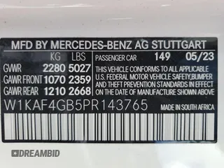 2023 Mercedes-Benz C 300 z VIN W1KAF4GB5PR143765, wystawiony jako Copart lot #56365395 z przebiegiem 5 943 mil mil oraz Szkoda całkowita • Salvage title. Historia ofert i sprzedaży dostępna na DreamBid. Obrazek 13.