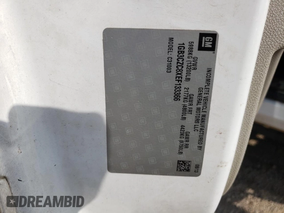 2014 Chevrolet Silverado 1500 with VIN 1GB3CZC8XEF133366, listed as a Copart auction lot 51223124 with Not Provided miles and Salvage Title. Bid and sale history available at DreamBid. Image 12.