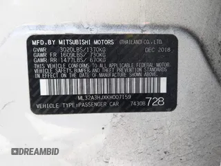 2019 Mitsubishi Mirage ES z VIN ML32A3HJXKH007159, wystawiony jako IAAI lot #42367506 z przebiegiem 101 390 mil mil oraz . Historia ofert i sprzedaży dostępna na DreamBid. Obrazek 9.