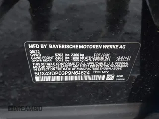 2023 BMW X3 sDrive30i z VIN 5UX43DP03P9N64624, wystawiony jako IAAI lot #41375547 z przebiegiem 28 149 mil mil oraz . Historia ofert i sprzedaży dostępna na DreamBid. Obrazek 9.