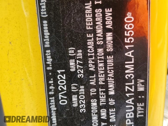 2021 Lamborghini Urus z VIN ZPBUA1ZL3MLA15560, wystawiony jako Copart lot #87871715 z przebiegiem 30 693 mil mil oraz Nie do naprawy • Non repairable. Historia ofert i sprzedaży dostępna na DreamBid. Obrazek 12.