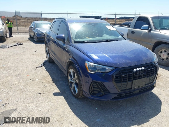 2021 Audi Q3 S line Premium with VIN WA1DECF3XM1085641, listed as a IAAI auction lot 41949213 with 71,621 mi miles and . Bid and sale history available at DreamBid. Image 1.