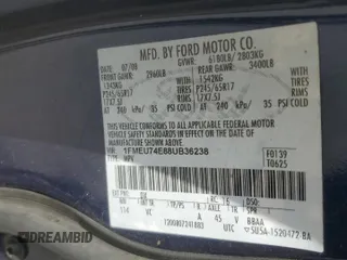 2008 Ford Explorer Eddie Bauer z VIN 1FMEU74E88UB36238, wystawiony jako Copart lot #61727765 z przebiegiem 83 984 mil mil oraz Szkoda całkowita • Salvage title. Historia ofert i sprzedaży dostępna na DreamBid. Obrazek 13.