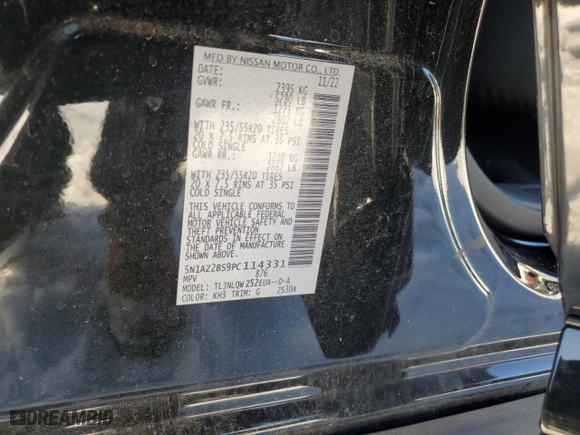 2023 Nissan Murano SV with VIN 5N1AZ2BS9PC114331, listed as a Copart auction lot 86889294 with 13,170 mi miles and Salvage Title. Bid and sale history available at carsss.com. Image 13.