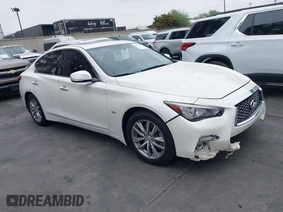 2018 Infiniti Q50 3.0t LUXE with VIN JN1EV7AP8JM364465, listed as a IAAI auction lot 41734191 with 136,869 mi miles. Bid and sale history available at carsss.com. Image 1.