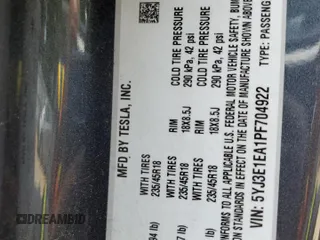 2023 Tesla Model 3 с VIN 5YJ3E1EA1PF704922, выставлен на аукционе Copart как лот 57042415 с пробегом 31 913 миль миль и Списание • Salvage title. История ставок и продаж доступна на DreamBid. Изображение 12.
