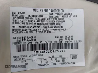 2005 Mercury Sable GS with VIN 1MEFM50U55A627291, listed as a IAAI auction lot 42756662 with 116,523 mi miles and . Bid and sale history available at DreamBid. Image 9.