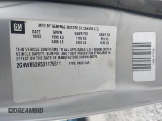 2003 Buick Regal LS с VIN 2G4WB52K531179611, выставлен на аукционе IAAI как лот 41898103 с пробегом 119 837 миль миль и . История ставок и продаж доступна на DreamBid. Изображение 9.