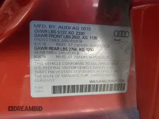 2013 Audi allroad Premium Plus with VIN WA1UFAFL3DA217298, listed as a Copart auction lot 76786314 with 143,028 mi miles and Salvage Title. Bid and sale history available at carsss.com. Image 13.