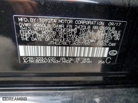 2018 Lexus GS with VIN JTHCZ1BL1JA007789, listed as a Copart auction lot 52161195 with 63,808 mi miles and Salvage Title. Bid and sale history available at carsss.com. Image 12.