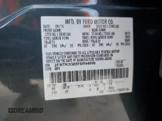 2015 Ford Edge SE with VIN 2FMTK3G85FBB94998, listed as a Copart auction lot 60655565 with 111,893 mi miles and Clean title. Bid and sale history available at DreamBid. Image 12.