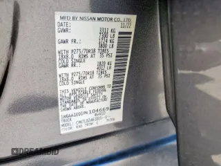 2023 Nissan Titan SV with VIN 1N6AA1ED1PN104669, listed as a Copart auction lot 57954215 with 40,955 mi miles and Salvage title. Bid and sale history available at DreamBid. Image 12.