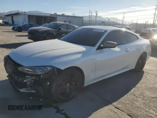 2021 BMW 4 Series M440i xDrive with VIN WBA13AR09MCF51598, listed as a Copart auction lot 46141215 with 23,076 mi miles and Salvage Title. Bid and sale history available at DreamBid. Image 1.