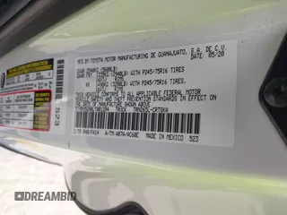 2020 Toyota Tacoma SR with VIN 3TYRX5GN0LT001284, listed as a IAAI auction lot 41888761 with 52,466 mi miles and . Bid and sale history available at DreamBid. Image 9.