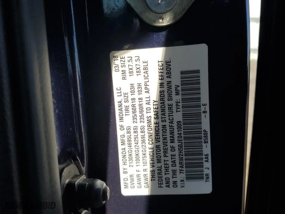 2018 Honda CR-V EX with VIN 7FARW2H50JE041009, listed as a Copart auction lot 49894075 with 44,180 mi miles and Salvage Title. Bid and sale history available at carsss.com. Image 14.