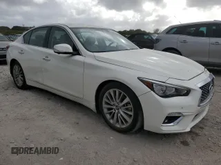 2023 Infiniti Q50 Luxe with VIN JN1EV7BP7PM512581, listed as a Copart auction lot 47835075 with 22,864 mi miles and Salvage Title. Bid and sale history available at DreamBid. Image 4.