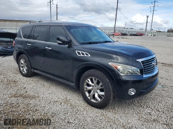 2011 Infiniti QX56 8-passenger with VIN JN8AZ2NC8B9302180, listed as a Copart auction lot 76001744 with 220,515 mi miles and Clean Title. Bid and sale history available at carsss.com. Image 4.