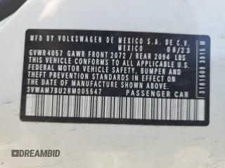 2024 Volkswagen Jetta Sport with VIN 3VWAM7BU2RM005547, listed as a Copart auction lot 48396515 with Not provided miles and Non repairable. Bid and sale history available at DreamBid. Image 12.