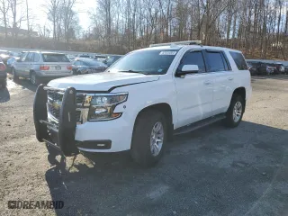 2019 Chevrolet Tahoe Commercial with VIN 1GNSKFEC7KR386737, listed as a Copart auction lot 82025004 with 47,581 mi miles and Salvage Title. Bid and sale history available at carsss.com. Image 1.