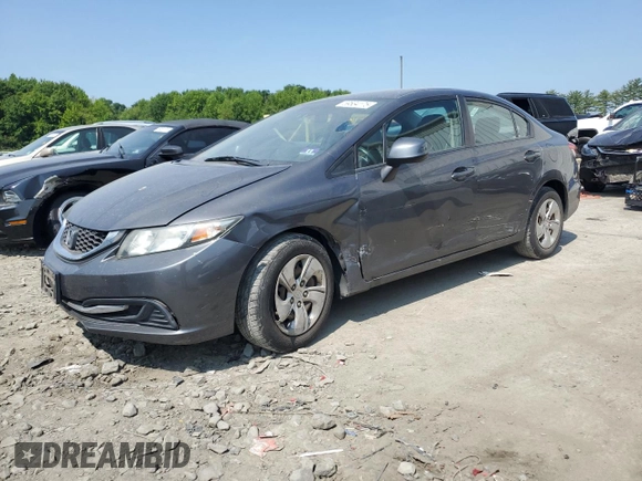2013 Honda Civic LX z VIN 2HGFB2F58DH600464, wystawiony jako Copart lot #59534175 z przebiegiem 88 107 mil mil oraz Szkoda całkowita • Salvage title. Historia ofert i sprzedaży dostępna na DreamBid. Obrazek 1.