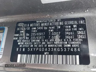 2019 Kia Sorento LX z VIN 5XYPGDA33KG537484, wystawiony jako IAAI lot #41441778 z przebiegiem 99 170 mil mil oraz . Historia ofert i sprzedaży dostępna na DreamBid. Obrazek 9.
