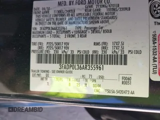 2010 Ford Fusion Hybrid with VIN 3FADP0L36AR355961, listed as a IAAI auction lot 42217637 with 256,817 mi miles and . Bid and sale history available at DreamBid. Image 9.