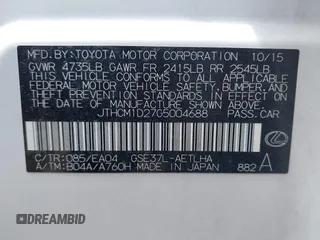 2016 Lexus IS 300/350 z VIN JTHCM1D27G5004688, wystawiony jako IAAI lot #42194075 z przebiegiem 112 250 mil mil oraz . Historia ofert i sprzedaży dostępna na DreamBid. Obrazek 9.